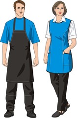 The man and the woman in an apron