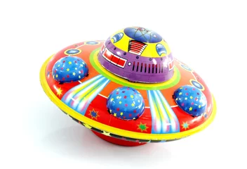 Peel and stick wall murals UFO tin ufo toy