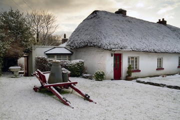 Traditional irish cottage at winter time - Adare Co. Limerick
