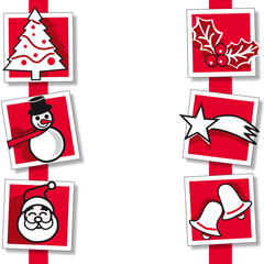 felicitacion de navidad roja con adornos