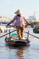 Boats in a harbor in the Mekong delta, Can Tho, Vietnam