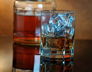 whiskey decanter and glass