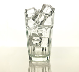 empty glass with ice cubes