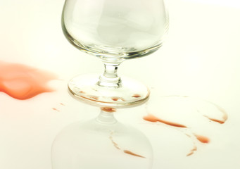 empty wineglass and stains