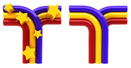 Rainbow and star font letter