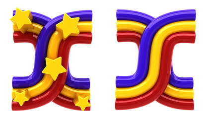 Rainbow and star font letter
