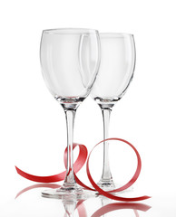 two wine glasses isolated on white background