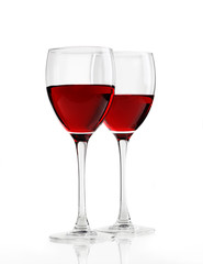 two wine glasses isolated on white background