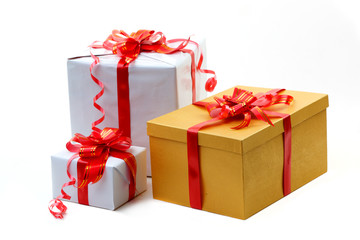 gift box with red bow isolated on white