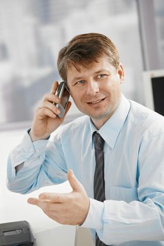 Businessman talking on smartphone