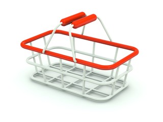 Hand shopping cart isolated on white. Red series