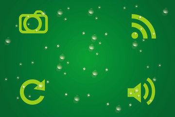 Water droplets on green