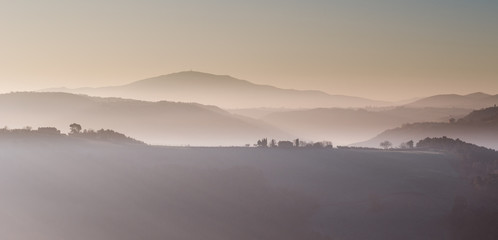Naklejka premium Winter morning mountain landscape