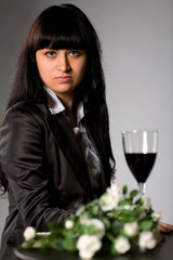 Woman With White Roses