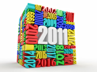 New year 2011. Cube consisting of the numbers
