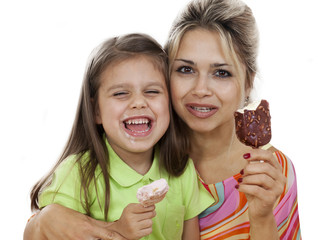 Mother And Daughter eating Ice Cream