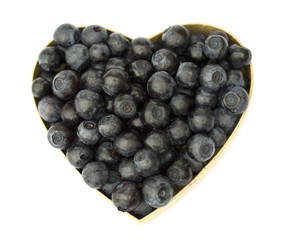 Bilberries (eruopean blueberries) in heart shaped box,