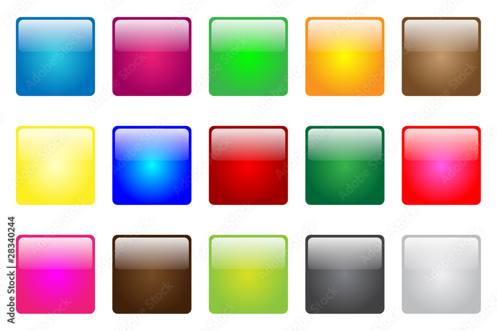 Wall mural glossy color button web icons
