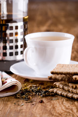 cup of herbal tea and some fresh cookies
