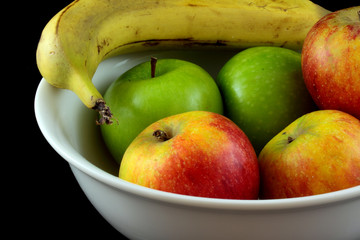 Bowl of Fruit on Isolated Black Background