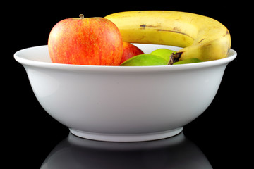 Bowl of Fruit on Isolated Black Background