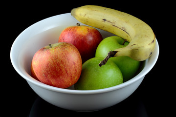 Bowl of Fruit on Isolated Black Background
