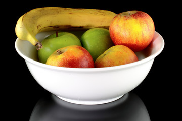 Bowl of Fruit on Isolated Black Background