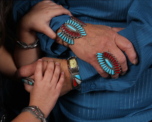 Grandma and grandaughter hands with jewelry