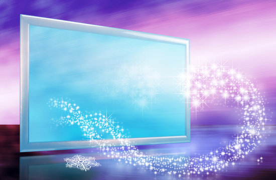 christmas or new year card with tv screen