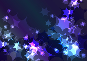 Sparkling festive blue background with glow and stars