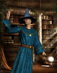 Zauberer in der Bibliothek