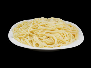 White plate with pasta isolated
