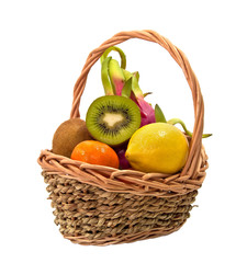 Exotic fruit in a wicker basket
