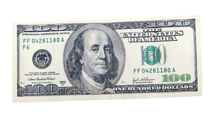 hunder dollars on white