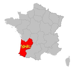 Aquitanien auf den Umrissen Frankreichs