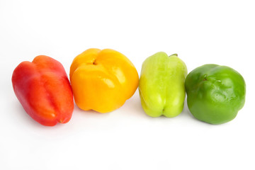 Bulgarian peppers on a white background.