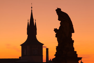 Obraz premium Detail of Charles Bridge in Prague in the night