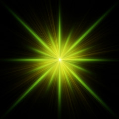 Fototapeta premium Green star flash with spikes