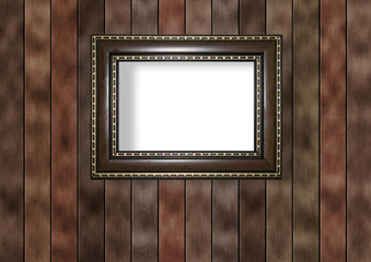 Old grunge room with wooden picture frames in Victorian style