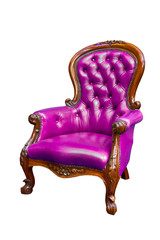luxury purple leather armchair isolated