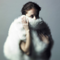 Gentle girl with white fur