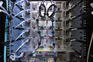 Rack of computer, rear view