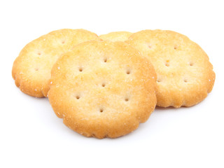 Stack of crackers isolated on a white background