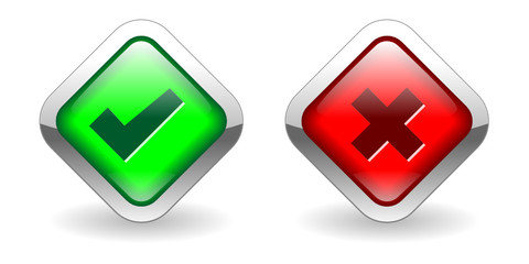 TICK & CROSS Web Buttons (yes no red green ok cancel go stop)