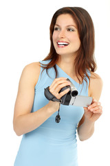 woman with camcorder