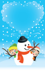 Snowman Couple With Kids