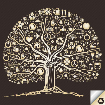 Gold icon tree vector