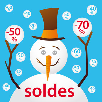 soldes hiver, bonhomme de neige