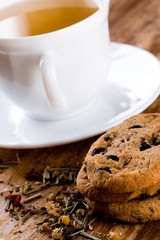cup of herbal tea and some fresh cookies