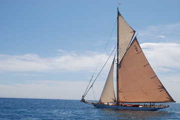 Classic wood sailing Yacht